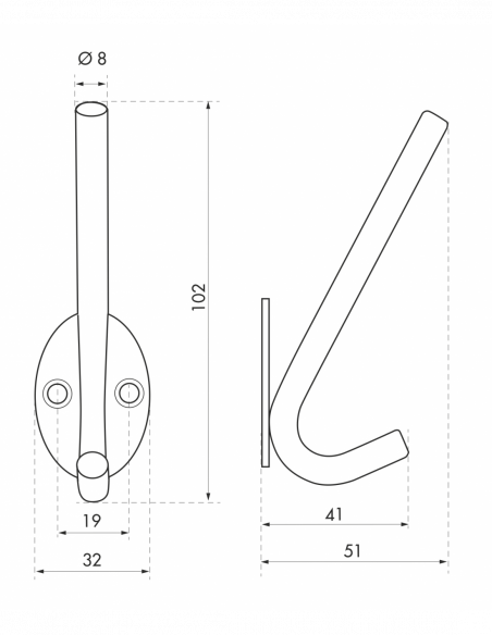 PATÈRE inox H.65mm 00067522