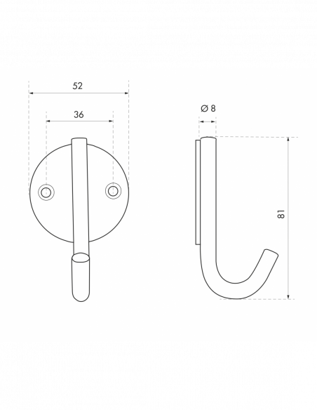 PATÈRE inox à simple crochet 00067524