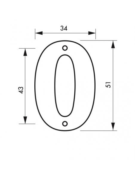 Chiffre 0 à 9 - hauteur 51mm à visser 00967190