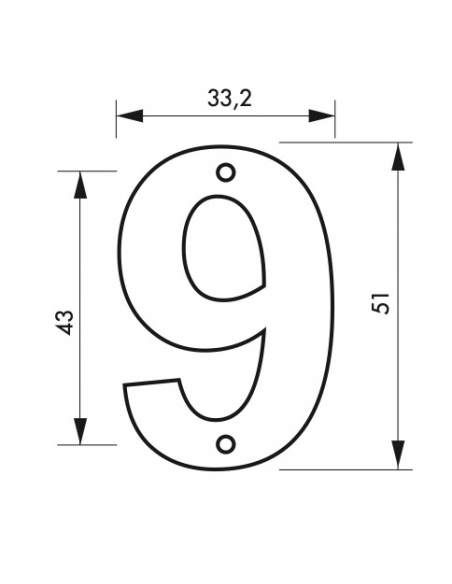 Chiffre 0 à 9 - hauteur 51mm à visser 00967190