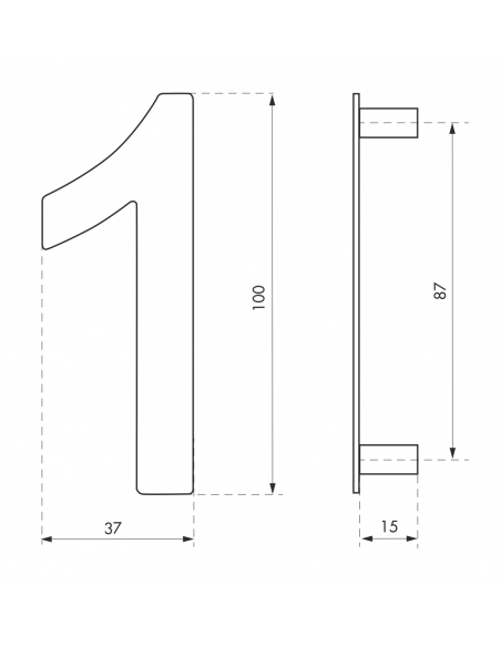 Chiffre "0 à 9" inox H.100mm à visser (h.76mm pour TER et BIS) 00067550