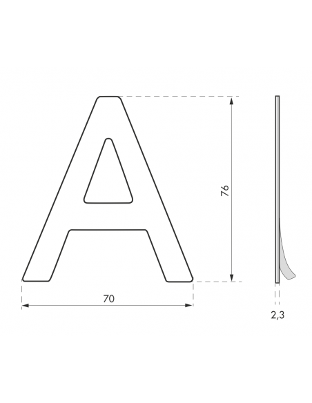 Lettre "A" ou "B" inox H.76mm adhésif 00067548