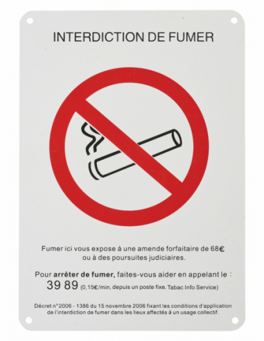 Plaque signalétique 148x210mm interdiction de fumer" à visser" 00967145