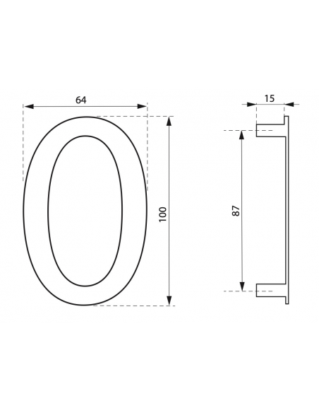 Chiffre "0 à 9" inox H.100mm à visser (h.76mm pour TER et BIS) 00067550