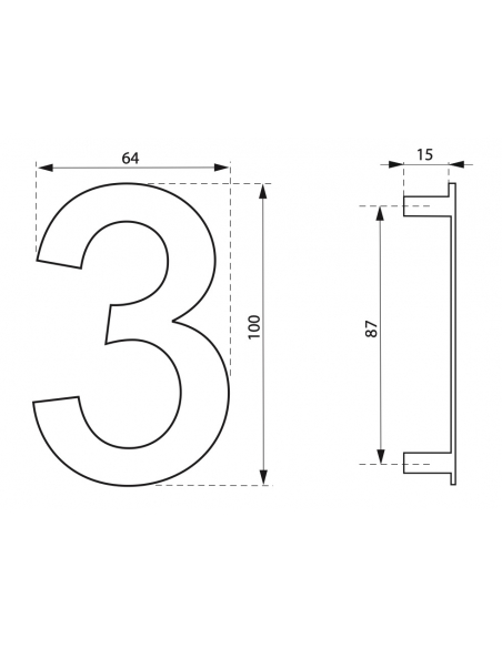 Chiffre "0 à 9" inox H.100mm à visser (h.76mm pour TER et BIS) 00067550