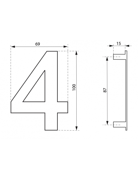 Chiffre "0 à 9" inox H.100mm à visser (h.76mm pour TER et BIS) 00067550