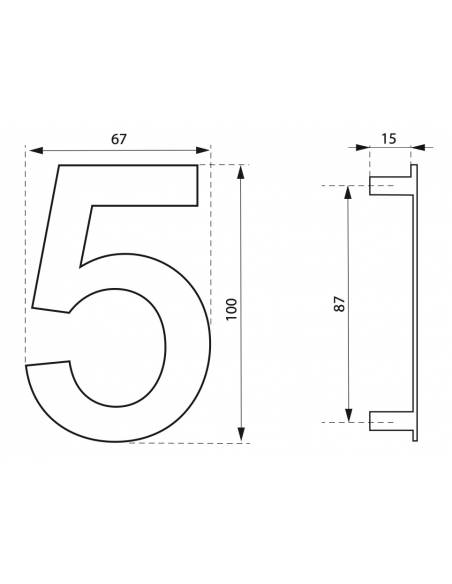 Chiffre "0 à 9" inox H.100mm à visser (h.76mm pour TER et BIS) 00067550