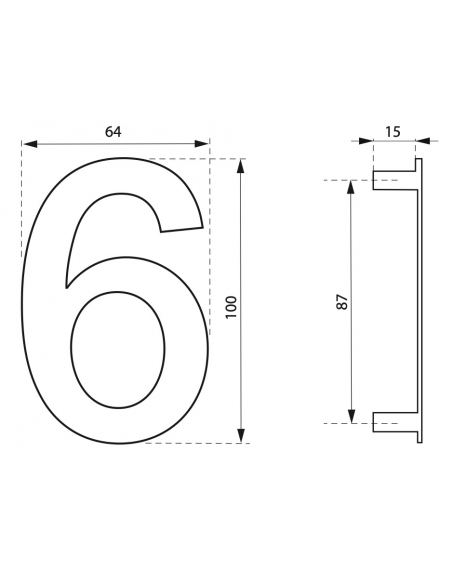 Chiffre "0 à 9" inox H.100mm à visser (h.76mm pour TER et BIS) 00067550