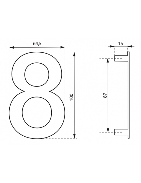 Chiffre "0 à 9" inox H.100mm à visser (h.76mm pour TER et BIS) 00067550