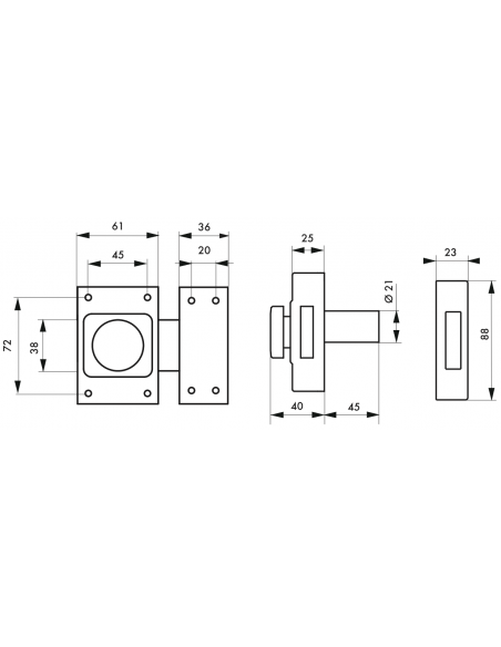Verrou de porte d'entrée CONCORDE (Versions : avec cylindre 40 mm, 45mm ou version boitier pour cylindre profilé) 00301010