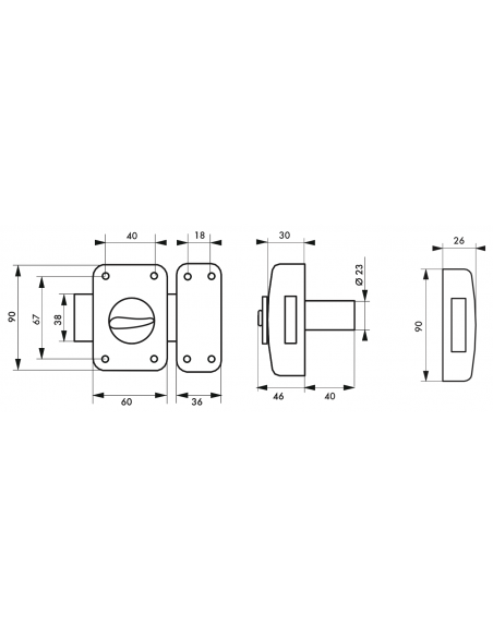 Verrou de porte d'entrée CORVETTE 30 à 60 mm (Versions possibles : pour huisserie métal ou porte recouvrement) 00303014