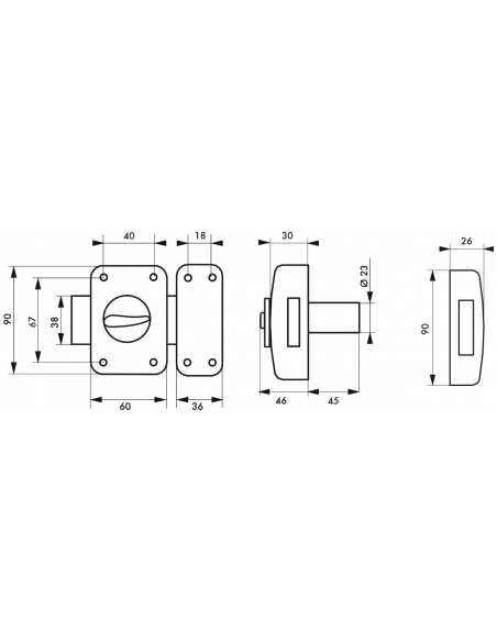 Verrou de porte d'entrée CORVETTE 30 à 60 mm (Versions possibles : pour huisserie métal ou porte recouvrement) 00303014
