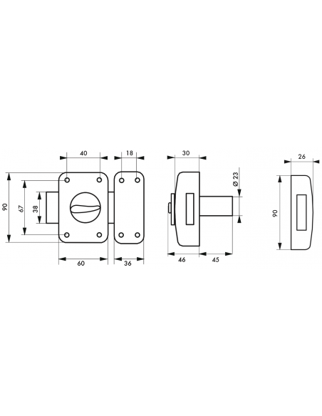 Verrou de porte d'entrée CORVETTE 30 à 60 mm (Versions possibles : pour huisserie métal ou porte recouvrement) 00303014