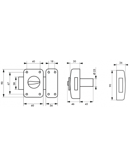 Verrou de porte d'entrée CORVETTE 30 à 60 mm (Versions possibles : pour huisserie métal ou porte recouvrement) 00303014