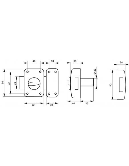 Verrou de porte d'entrée CORVETTE 30 à 60 mm (Versions possibles : pour huisserie métal ou porte recouvrement) 00303014