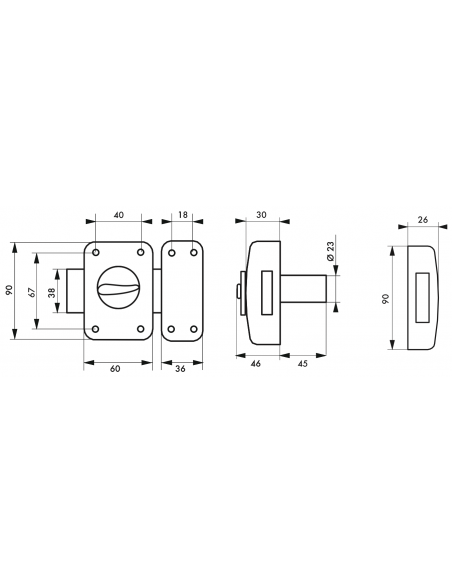 Verrou de porte d'entrée CORVETTE 30 à 60 mm (Versions possibles : pour huisserie métal ou porte recouvrement) 00303014