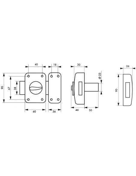 Verrou de porte d'entrée CORVETTE 30 à 60 mm (Versions possibles : pour huisserie métal ou porte recouvrement) 00303014
