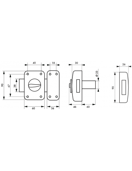 Verrou de porte d'entrée CORVETTE 30 à 60 mm (Versions possibles : pour huisserie métal ou porte recouvrement) 00303014