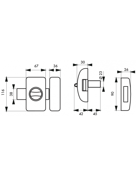 Verrou de porte d'entrée UNIVERSEL 5 goup. 45 mm - 3 clés - (Versions : Argt, Blanc, Noir, Bronze) 00390545