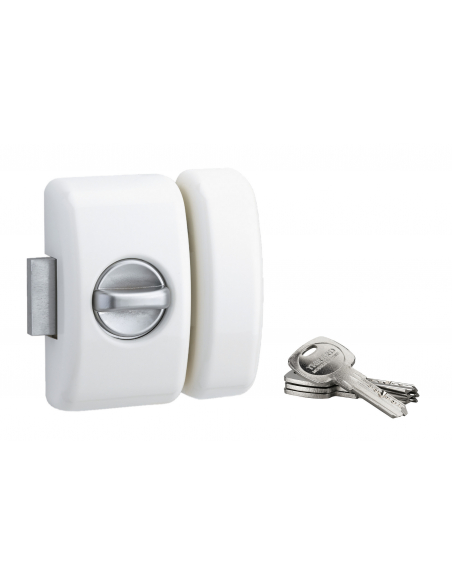 Verrou de porte d'entrée UNIVERSEL 6 goup. 45 mm - 4 clés réver. (Versions : Argt, Blanc, Noir, Bronze) 00380451