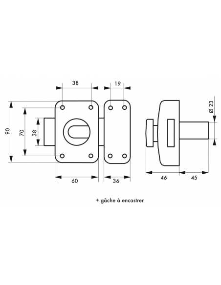 Verrou de porte d'entrée APACHE à bouton et cylindre - 30 à 60 mm ou boîtier - Plusieurs finitions disponible 00290531