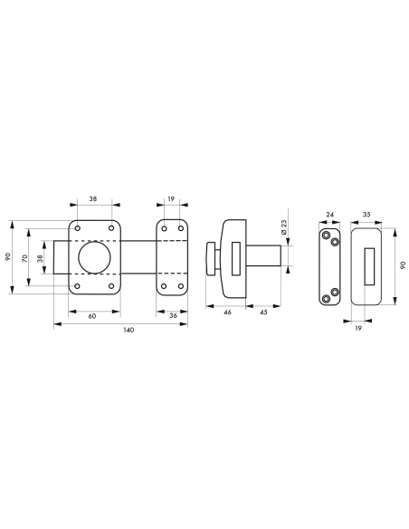 Verrou de porte d'entrée APACHE à bouton et cylindre - 30 à 60 mm ou boîtier - Plusieurs finitions disponible 00290531
