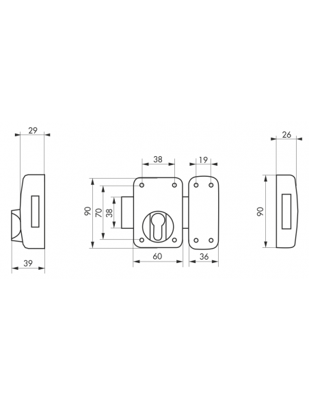 Verrou de porte d'entrée APACHE à bouton et cylindre - 30 à 60 mm ou boîtier - Plusieurs finitions disponible 00290531