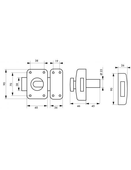 Verrou de porte d'entrée Atlantic M bouton et cyl. à goup. 45?mm 00390504