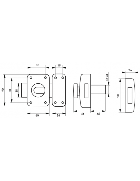 Verrou de porte d'entrée Atlantic M bouton et cyl. à goup. 45?mm 00390504