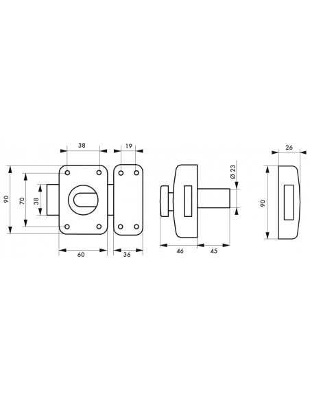 Verrou de porte d'entrée FEDERAL bouton et cyl. à goupilles 45?mm 00390507