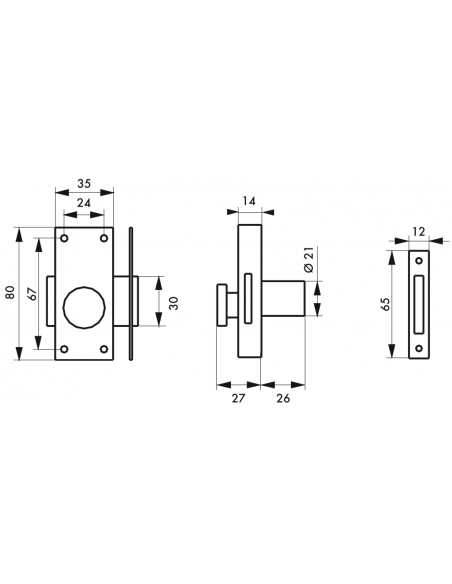 Verrou de porte d'entrée PLAISANCE inox à bouton et cylindre à goupilles 26 mm 3 clés 00201311