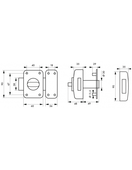 Verrou de porte d'entrée TRANSIT 2 à bouton et cyl. 45 mm A2P* 00398610