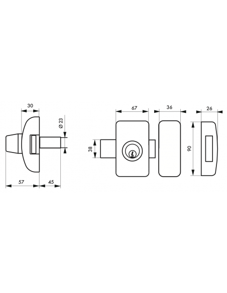 Verrous de porte d'entrée vitrée UNIVERSEL 5 goup. 45 mm - 3 clés - plusieurs finitions 00392544