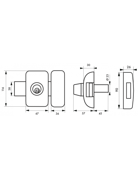 Verrous de porte d'entrée vitrée UNIVERSEL 6 goup. 45 mm - plusieurs finitions possible 00382451