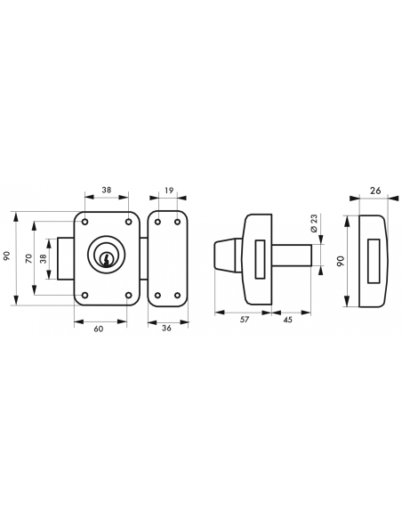 Verrous de porte d'entrée vitrée APACHE à cylindre double (45 mm / 60 mm) 00292501