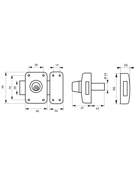 Verrous de porte d'entrée vitrée TRANSIT 2 à cylindre double (Versions 40 mm à 75 mm) 00317620