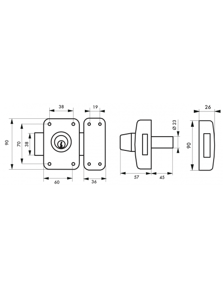 Verrous de porte d'entrée vitrée CAPITAL à cylindre double (Versions 40 mm à 60 mm) 00091320