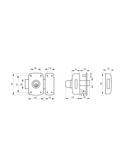 Verrous de porte d'entrée vitrée TRANSIT 2 à double cylindre pour porte de 40 à 45 mm A2P* 00398620