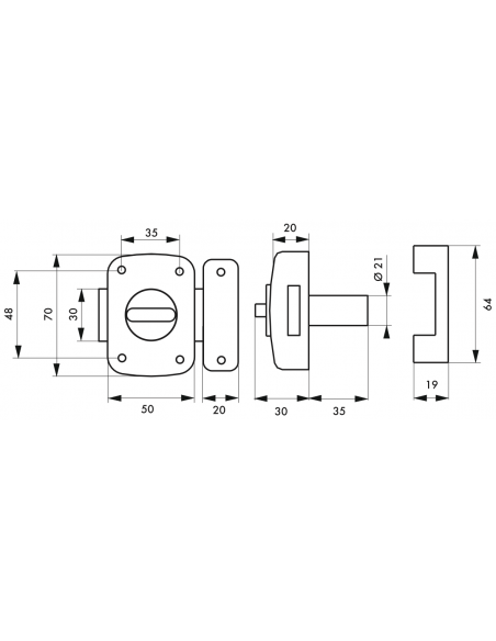 Verrous de porte intérieure ALOUETTE cyl. 35 mm époxy bronze 00200956