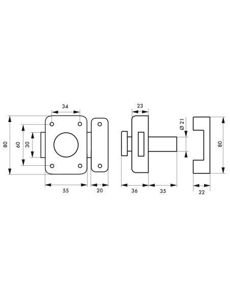 Verrous de porte intérieure TRIDENT cylindre 35 mm / 45 mm 00200945