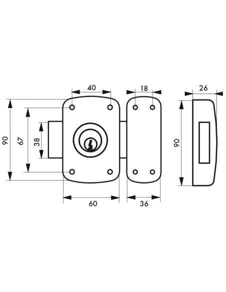 Verrous de porte intérieure CORVETTE sans cylindre extérieur 00303920