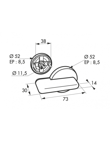 Verrous de porte intérieure sdb Verrou pour WC Ø 50 mm nick. satiné 00209037