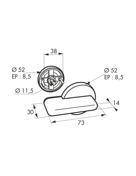 Verrous de porte intérieure sdb Verrou pour WC Ø 50 mm nick. satiné 00209037