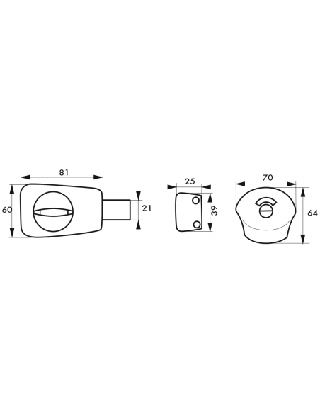 Verrous de porte intérieure sdb Verrou inox pour WC pour porte de 40 mm 00209035