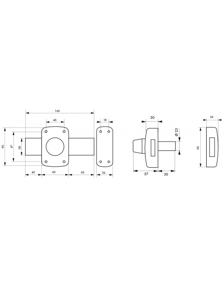 Verrous de Porte garage CORVETTE - cylindre 30 mm - pêne 160mm 00503014