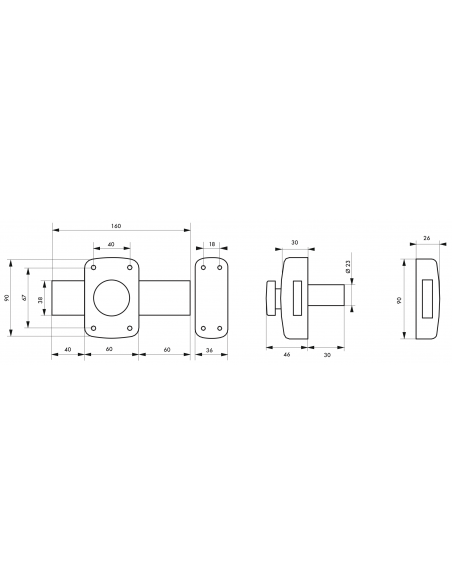 Verrous de Porte garage CORVETTE - cylindre 30 mm - pêne 160mm 00503014