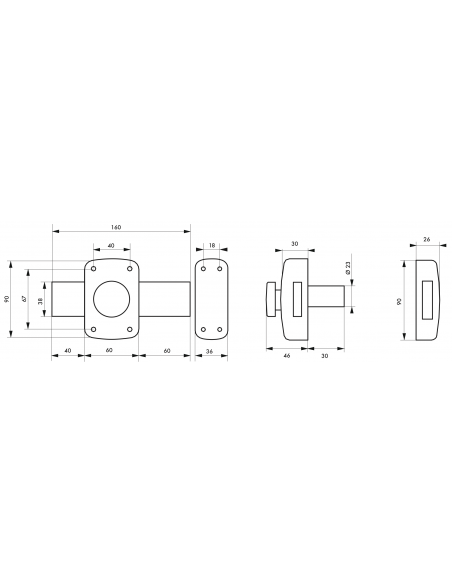 Verrous de Porte garage CORVETTE - cylindre 30 mm - pêne 160mm 00503014