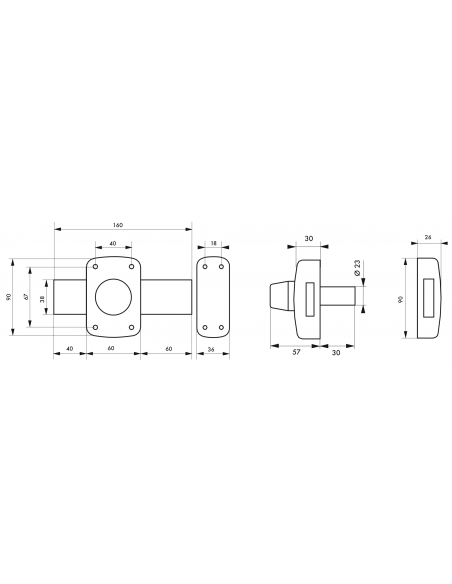 Verrous de Porte garage CORVETTE - cylindre 30 mm - pêne 160mm 00503014
