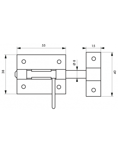 Verrous de portails VERROU DE BOX pêne Ø 8 mm à Ø 16 mm 00906040