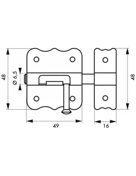 Verrous de meuble TARGETTE zinguée pêne plat 30 mm OU 40 mm 00100730